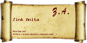 Zink Anita névjegykártya